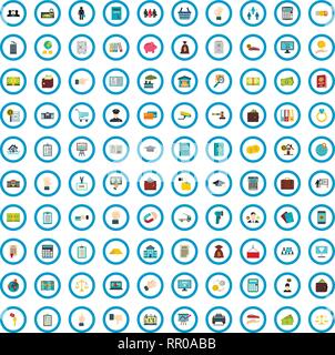 100 carica set di icone di stile di Piana Illustrazione Vettoriale