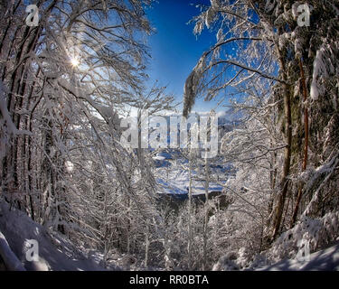 DE - Baviera: Winterscene lungo il fiume Isar a Bad Tölz (HDR-immagine) Foto Stock