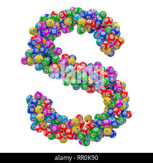 Alfabeto lettera S, da sfere di lotteria. 3D rendering isolati su sfondo bianco Foto Stock