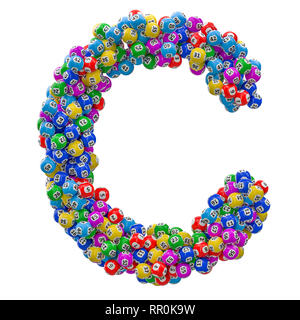 Alfabeto lettera C, da sfere di lotteria. 3D rendering isolato su bianco Foto Stock
