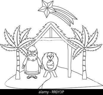 Presepe cartoon Illustrazione Vettoriale