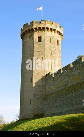 La storica medioevale Castello di Warwick nel Warwickshire Foto Stock