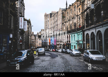 Victoria Street di Edimburgo, Scozia Foto Stock