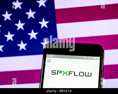 Flusso di SPX Technology Company logo che si vede visualizzato sul telefono intelligente Foto Stock