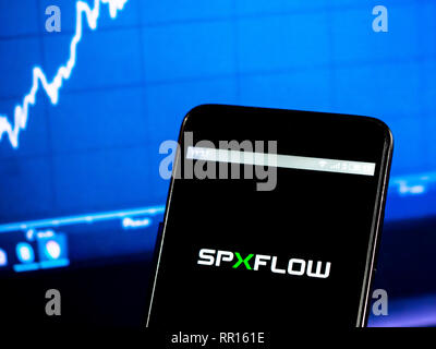 Flusso di SPX Technology Company logo che si vede visualizzato sul telefono intelligente Foto Stock