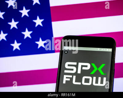 Flusso di SPX Technology Company logo che si vede visualizzato sul telefono intelligente Foto Stock
