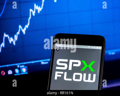 Flusso di SPX Technology Company logo che si vede visualizzato sul telefono intelligente Foto Stock