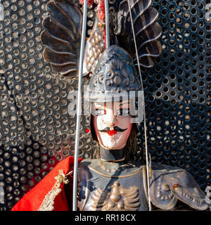 Ritratto di un personaggio famoso dei burattini. Creato da un maestro puparo ancora presente. Essa deriva dalla tradizione delle marionette che ci è stato consegnato Foto Stock