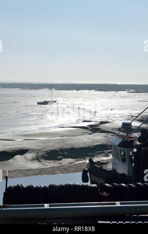 Barche sul fiume Thames Estuary, leigh on sea Foto Stock