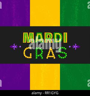 Elemento di design Mardi Gras, cartello colorato. Illustrazione Vettoriale