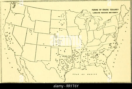. L'economia agricola. Agricoltura -- aspetti economici degli Stati Uniti, il possesso della terra. 288 ECONOMIA AGRICOLA i metodi di locazione di terreni su azioni sono talmente vario che una breve descrizione delle forme di condividere tenant è essenziale per la comprensione del soggetto. Condividi tenancies variare rispetto a: (a) la proporzione del prodotto ricevuti da ogni parte. (6) le attrezzature e i materiali di consumo forniti da ciascuna parte contraente, (c) il grado di controllo esercitato da ciascuna parte. Queste caratteristiche di condividere i sistemi di terra di funzionamento sarà descritto per le varie parti degli Stati Uniti sotto Foto Stock