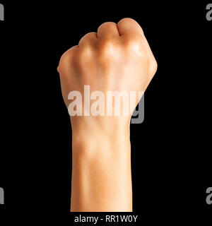 Donna pugno chiuso. Concetto di unità, di lotta o di cooperazione Foto Stock