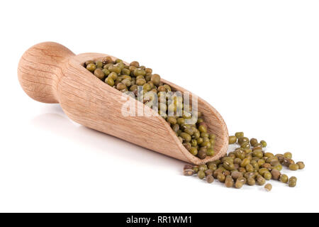 Fagioli in una pala di legno isolato su sfondo bianco Foto Stock