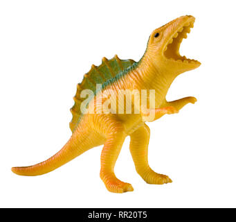 Plastica giocattolo dinosauro isolati su sfondo bianco Foto Stock