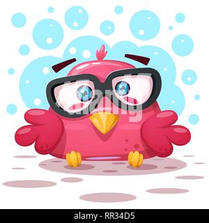 Carino illustrazione degli uccelli. I personaggi dei cartoni animati. Illustrazione Vettoriale