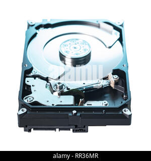 Smontate il computer il disco rigido bianco su sfondo isolato Foto Stock