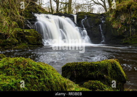 Covenanters cascata, Santo Linn, Garple masterizzare, vicino a St Johns Town di Dalry, Dumfries & Galloway, Scozia Foto Stock