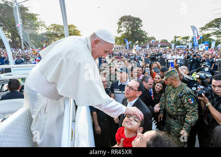 Papa Francesco arriva presso la Nunziatura Apostolica per la Giornata Mondiale della Gioventù nella città di Panama. Dotato di: Papa Francesco dove: Panama City, Panama quando: 23 Gen 2019 Credit: IPA/WENN.com * * disponibile solo per la pubblicazione in UK, USA, Germania, Austria** Foto Stock