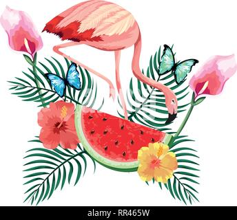 Tropical flamingo cartoon Illustrazione Vettoriale