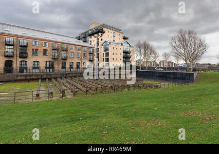 Millwall, Isle of Dogs, London Il sito dove Brunel's ship SS Great Eastern è stata costruita Foto Stock