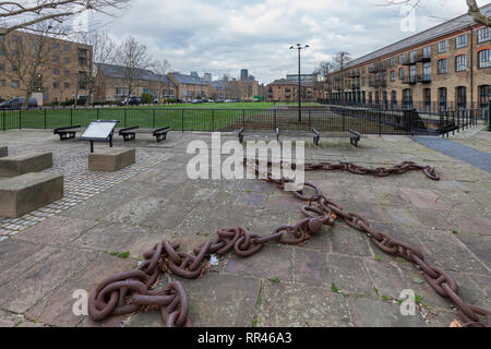 Millwall, Isle of Dogs, London Il sito dove Brunel's ship SS Great Eastern è stata costruita Foto Stock