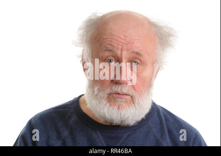 Calma e triste vecchio uomo isolato ritratto Foto Stock