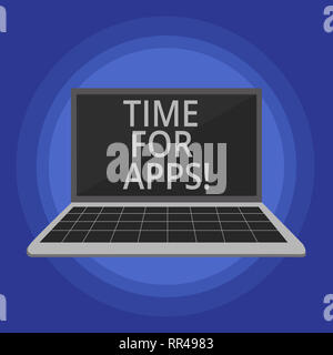 Segno di testo che mostra il tempo per app. Foto concettuale il miglior servizio fullfeatured che aiuta a comunicare più velocemente Foto Stock