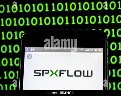 L'Ucraina. 24 Febbraio, 2019. Flusso di SPX Technology Company logo che si vede visualizzato su un telefono intelligente. Credito: Igor Golovniov SOPA/images/ZUMA filo/Alamy Live News Foto Stock
