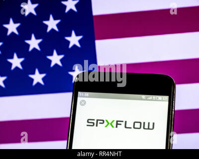 L'Ucraina. 24 Febbraio, 2019. Flusso di SPX Technology Company logo che si vede visualizzato su un telefono intelligente. Credito: Igor Golovniov SOPA/images/ZUMA filo/Alamy Live News Foto Stock