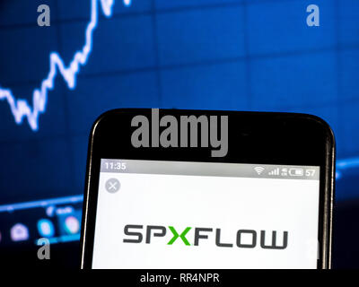 L'Ucraina. 24 Febbraio, 2019. Flusso di SPX Technology Company logo che si vede visualizzato su un telefono intelligente. Credito: Igor Golovniov SOPA/images/ZUMA filo/Alamy Live News Foto Stock