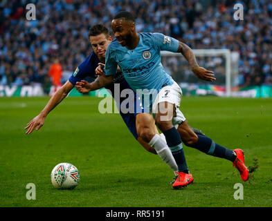 Londra, Inghilterra - Febbraio 23, 2019 durante l'Carabao Cup finale tra Chelsea e Manchester City a Wembley stadium , Londra, Inghilterra il 23 Feb 2019 Azione di Credito Foto Sport FA Premier League e Football League immagini sono soggette a licenza DataCo. Solo uso editoriale. Nessuna stampa di vendite. Nessun uso personale di vendita. Nessun uso non retribuito Foto Stock