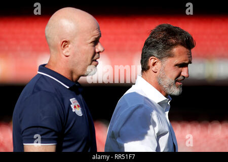 Sao Paulo, Brasile. 24 feb 2019. Vagner Mancini e Antônio Carlos Zagodurante la corrispondenza tra São Paulo FC e RB Brasil tenutosi presso il Morumbi Stadium di São Paulo, SP. Il match è valido per il 8° round del 2019 campionato paulista. (Foto: Marco Galvão/Fotoarena) Credito: Foto Arena LTDA/Alamy Live News Foto Stock