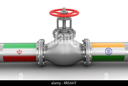 La pipeline con bandiere. Immagine con tracciato di ritaglio Foto Stock