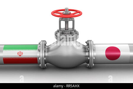 La pipeline con bandiere. Immagine con tracciato di ritaglio Foto Stock