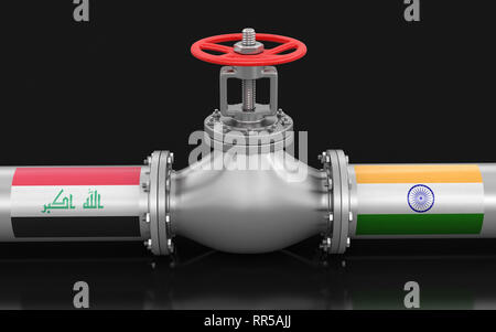 La pipeline con bandiere. Immagine con tracciato di ritaglio Foto Stock