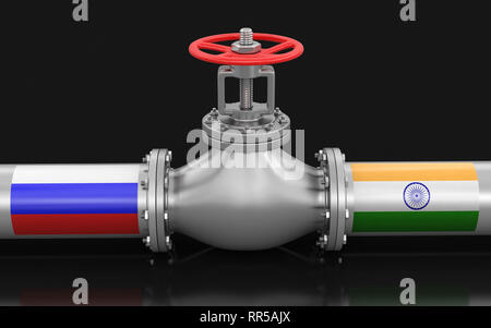 La pipeline con bandiere. Immagine con tracciato di ritaglio Foto Stock