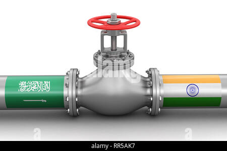 La pipeline con bandiere. Immagine con tracciato di ritaglio Foto Stock