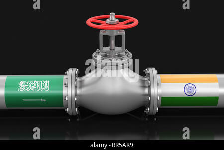 La pipeline con bandiere. Immagine con tracciato di ritaglio Foto Stock