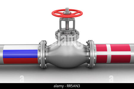 La pipeline con bandiere. Immagine con tracciato di ritaglio Foto Stock