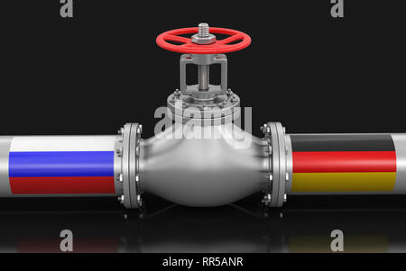 La pipeline con bandiere. Immagine con tracciato di ritaglio Foto Stock