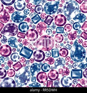 Seamless colorato gemme di diamante motivo 3 Foto Stock