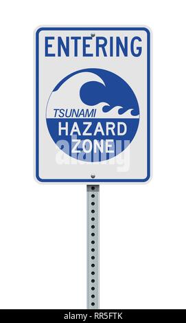 Illustrazione Vettoriale dell'inserimento dello Tsunami zona di pericolo segno Illustrazione Vettoriale