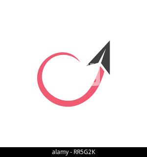 Cerchio di movimento carta freccia piano vettore logo Illustrazione Vettoriale