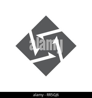 Cerchio quadrato frecce semplice logo Illustrazione Vettoriale