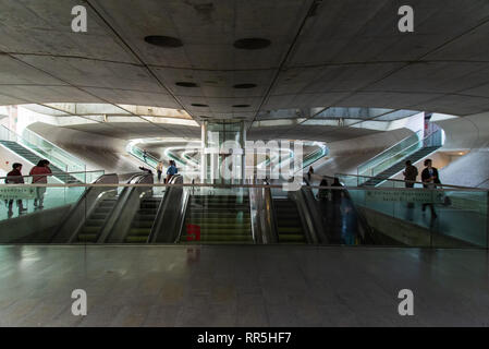 Lisbona, Portogallo. Il 23 febbraio 2019. Vista di Oriente la stazione della metropolitana di Lisbona. Foto Stock