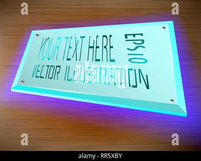 Etichetta di acrilico luce LED decorazione su etichetta. Illustrazione Vettoriale
