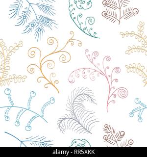 Modello senza cuciture con foglie di felce tropicale palm per lo sfondo. Illustrazione Vettoriale