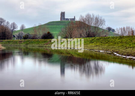 Burrow Mump, Burrowbridge, Somerset, Inghilterra, Regno Unito Foto Stock