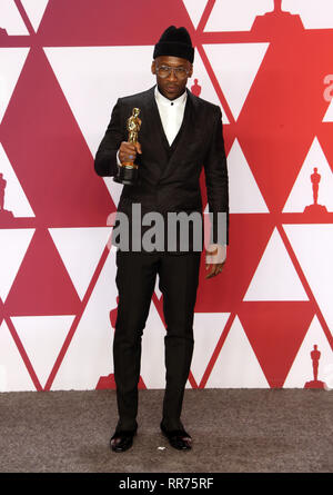 Hollywood, California, USA. 24 Febbraio, 2019. Mahershala Ali in sala stampa durante la 91annuale di Academy Awards a Hollywood e Highland il 24 febbraio 2019 in Hollywood, la California. Credito: Faye Sadou/media/punzone Alamy Live News Foto Stock