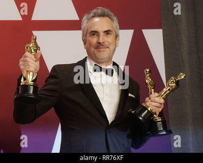 Los Angeles, Stati Uniti d'America. 24 Febbraio, 2019. Alfonso Cuaron - miglior regista 002 al 91annuale di Academy Awards in sala stampa durante a Hollywood e Highland il 24 febbraio 2019 a Hollywood, California Credit: Tsuni/USA/Alamy Live News Foto Stock